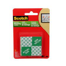 3M Scotch 111S-SQ-16 White Indoor Mounting Squares - 1 in Width x 1 in Length