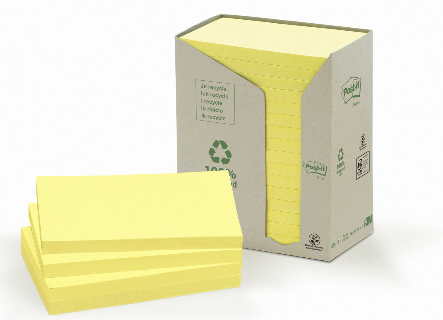 3M Post-it® Notes 657, 3 in x 4 in (73 mm x 98.4 mm) Canary Yellow Dozen