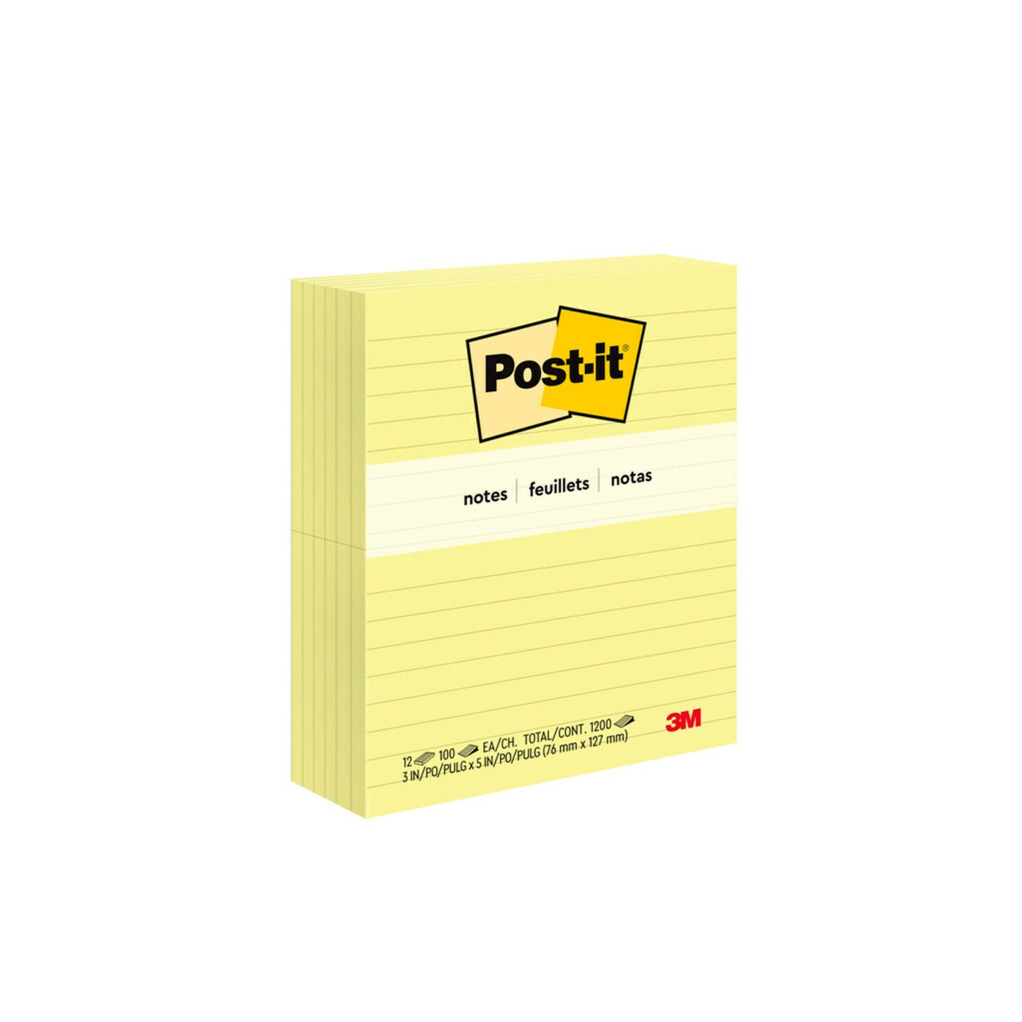 3M Post-it® Notes 635 ، 3 بوصات × 5 بوصات (76 مم × 127 مم) درزن أصفر كناري