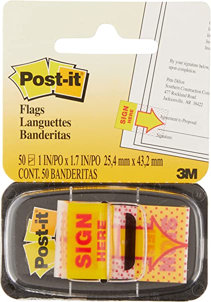 علامة مؤشر 3M Post-it 25 مم × 43.2 مم هنا أعلام (50 ورقة) ، 680-9