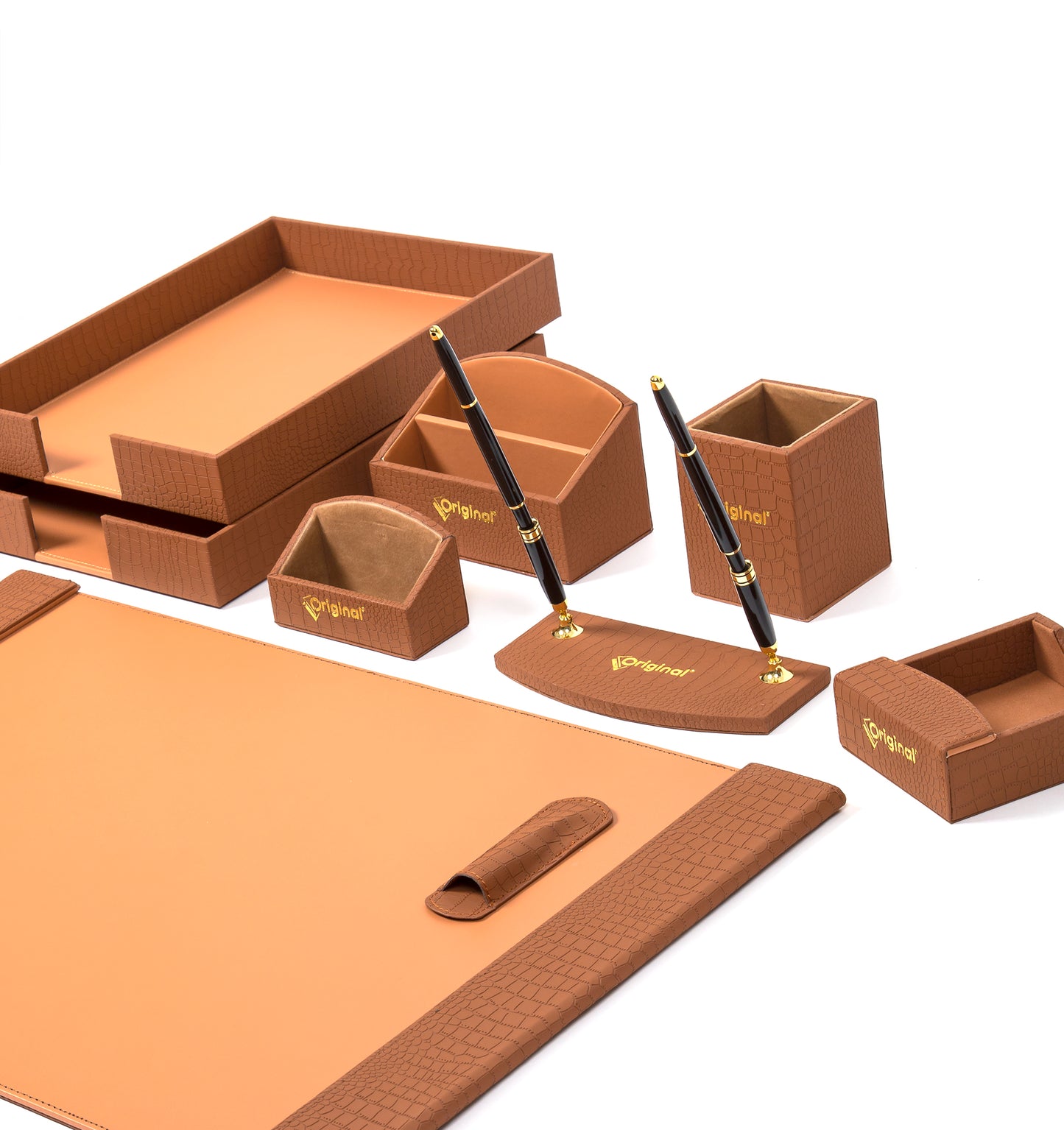Desktop Set Brown - Set Of 8