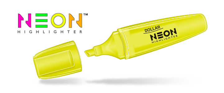 Dollar Neon™ Highlighter HL-625 Pack of 10's Single Color