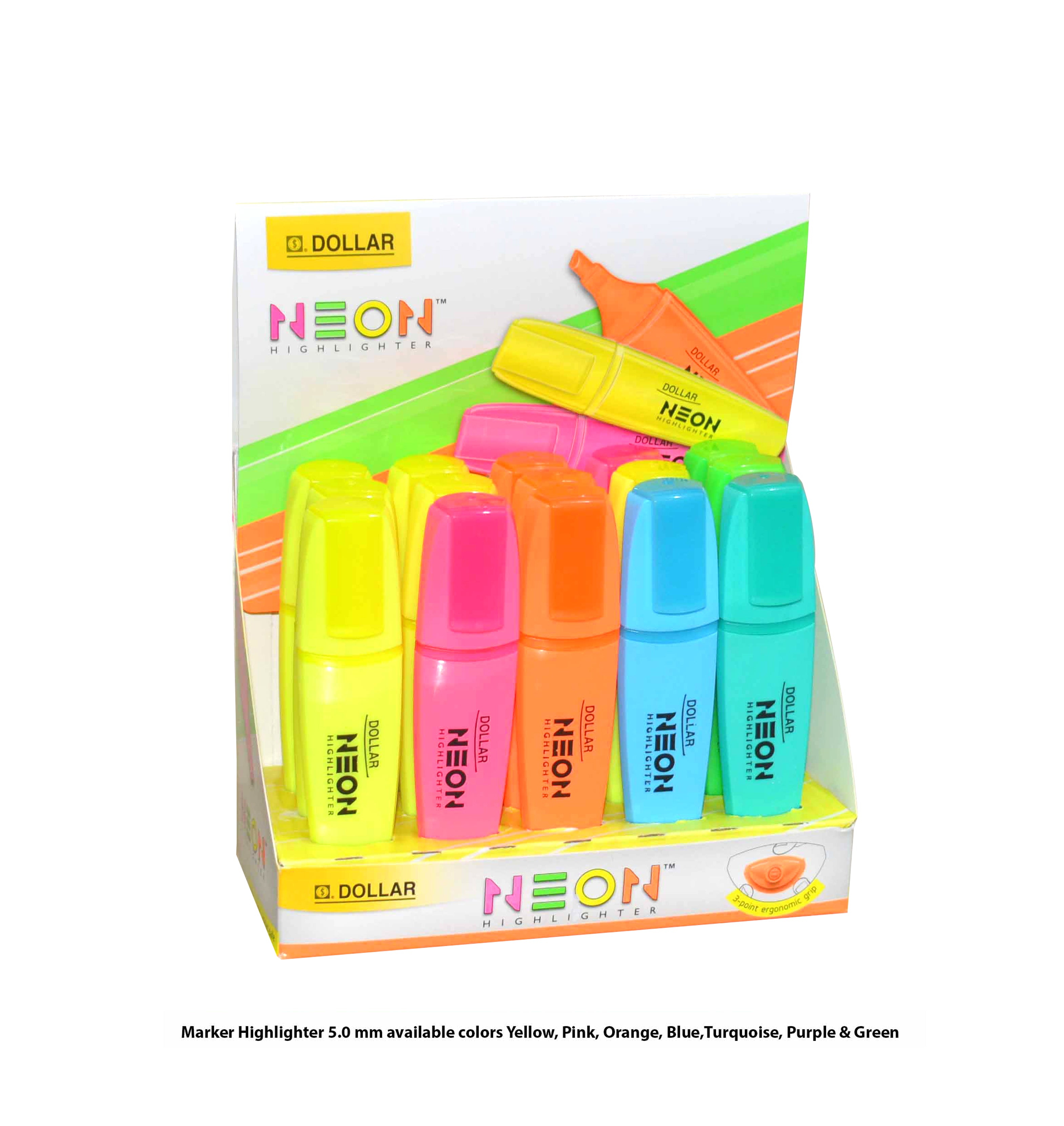 Dollar Neon™ Highlighter HL625 Available in Pack of 4's, 6's, 15's