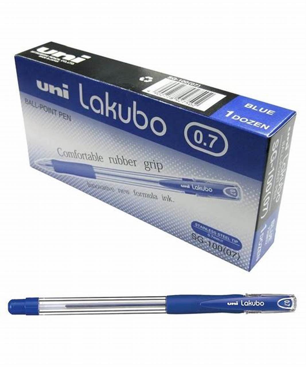 Uniball Lakubo SG100 ballpoint pen - 0.7 mm. - blue Pack of 12