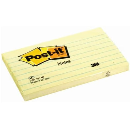 3M Post-it® Notes 635, 3 in x 5 in (76 mm x 127 mm) Canary Yellow Dozen