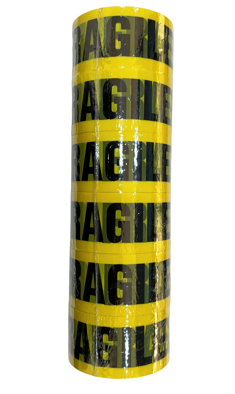 Johnson Bopp Fragile Packing Tape 2 Inches Yellow base Black