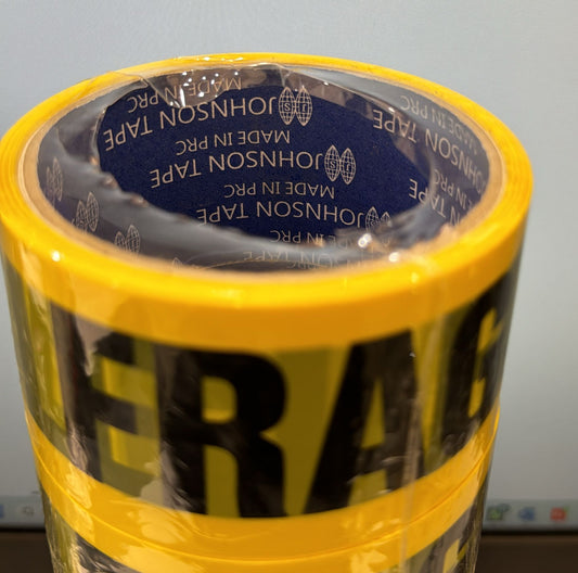 Johnson Bopp Fragile Packing Tape 2 Inches Yellow base Black