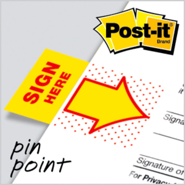 3M Post-it 680-9 25mm x 43.2mm Index Sign Here Flags (50 Sheets),