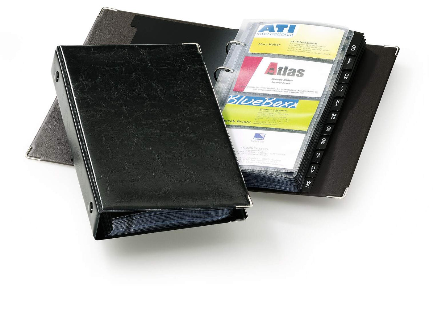 Business Card Ring Binder - Holds 180 Cards, Black, 19.8x14x3cm, With 5 Color Index Tabs & Plastic Protectors Business Card Ring Binder - Holds 180 Cards, Black, 19.8x14x3cm, With 5 Color Index Tabs & Plastic Protectors