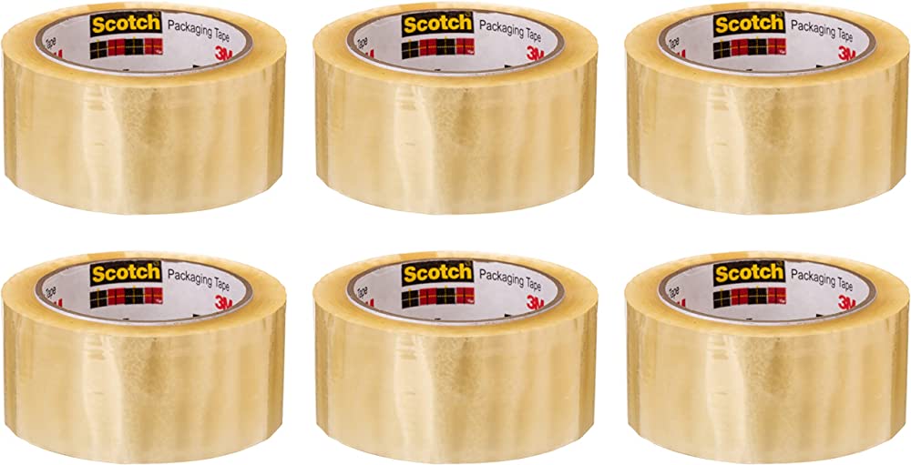 3M Scotch Clear Packaging Tape 301C-50Y6T, 2 in x 50 Yds