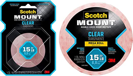 3M Scotch-Mount ™ شريط لاصق شفاف مزدوج الجوانب 410H ، 1 بوصة × 60 بوصة (2.54 سم × 1.52 م)