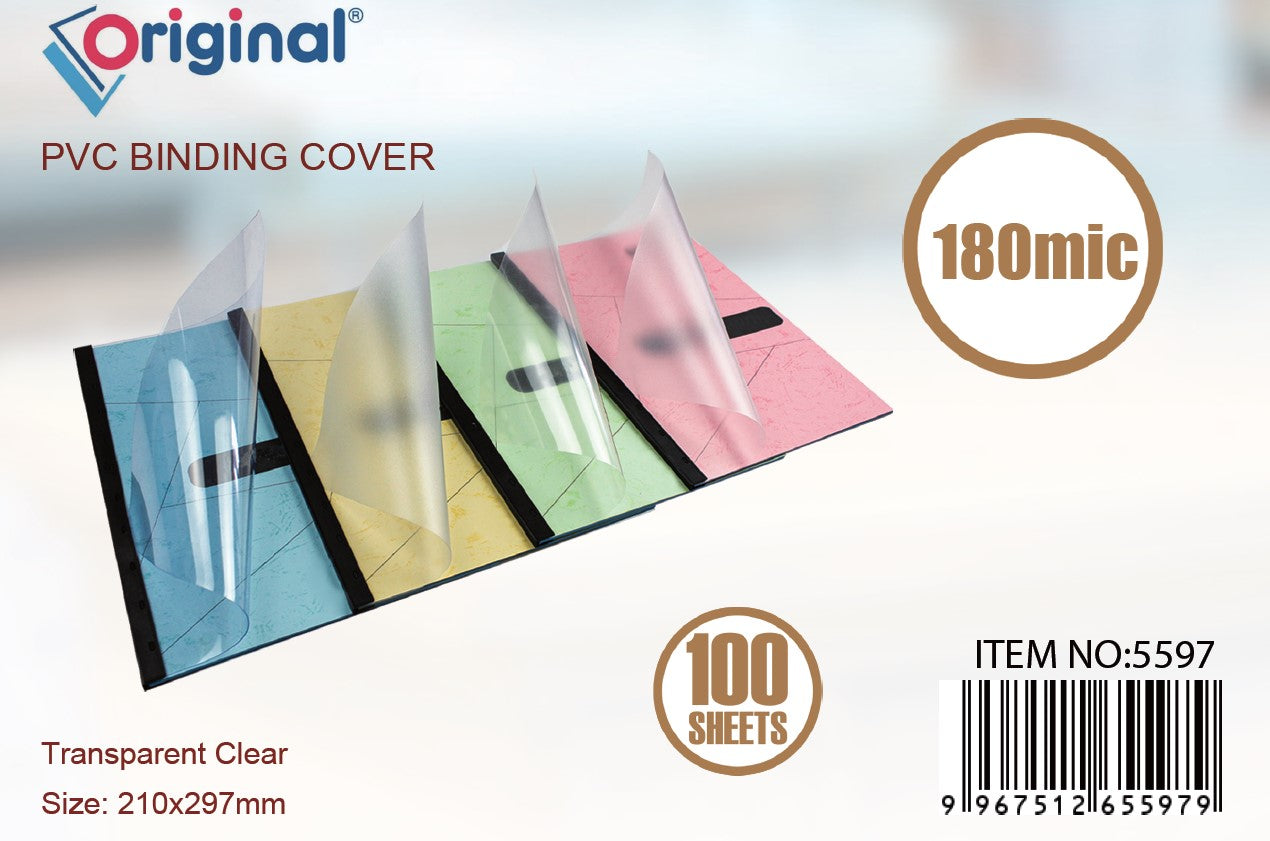 Original PVC Binding Cover A4 Clear 180 MIC 5597 210X297 Pack of 100's