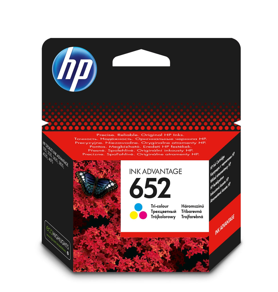 خرطوشة HP 652 الأصلية ثلاثية الألوان Ink Advantage (F6V24AE)