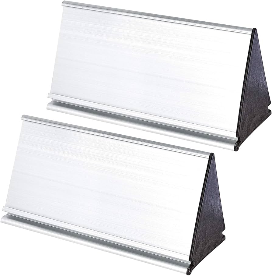 Original Name Plate Holder For Desk Aluminum Triangle Silver