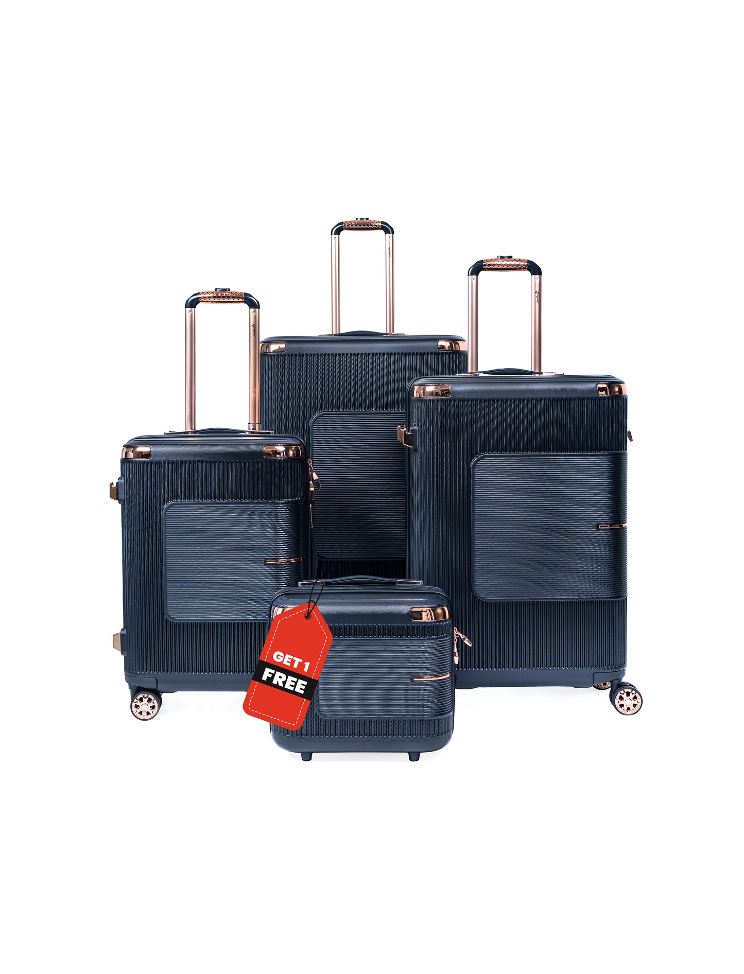 Original®-Trolley Bag 3Pc Luggage Set 20"/24"/28" with 14" Beauty Case free (Straight Stripe Style)