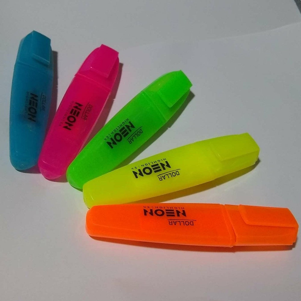 Dollar Neon™ Highlighter HL-625 Available in Pack of 4's, 6's, 15's & 30's Assorted Color