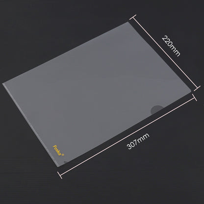 Foska® Transparent Clear L-Shaped File Folder W208L-18 A4,0.18mm Pack of 12's