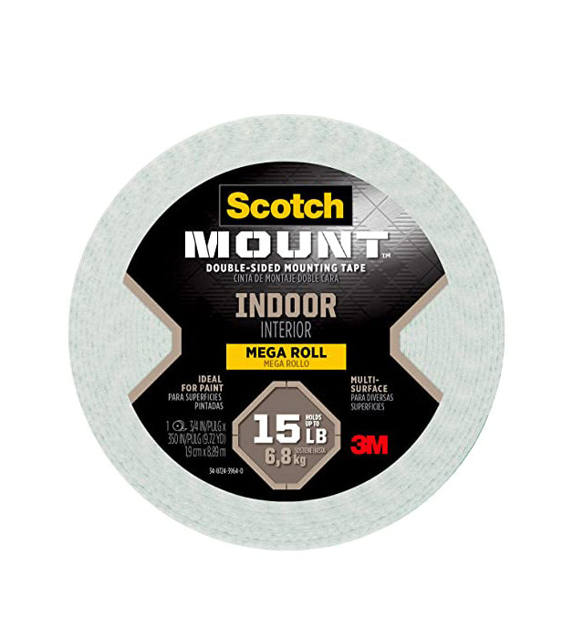 3M Scotch Mount Indoor Double-Sided Mounting Tape Mega Roll 110H-Long-DC, 1/2 in x 75 in