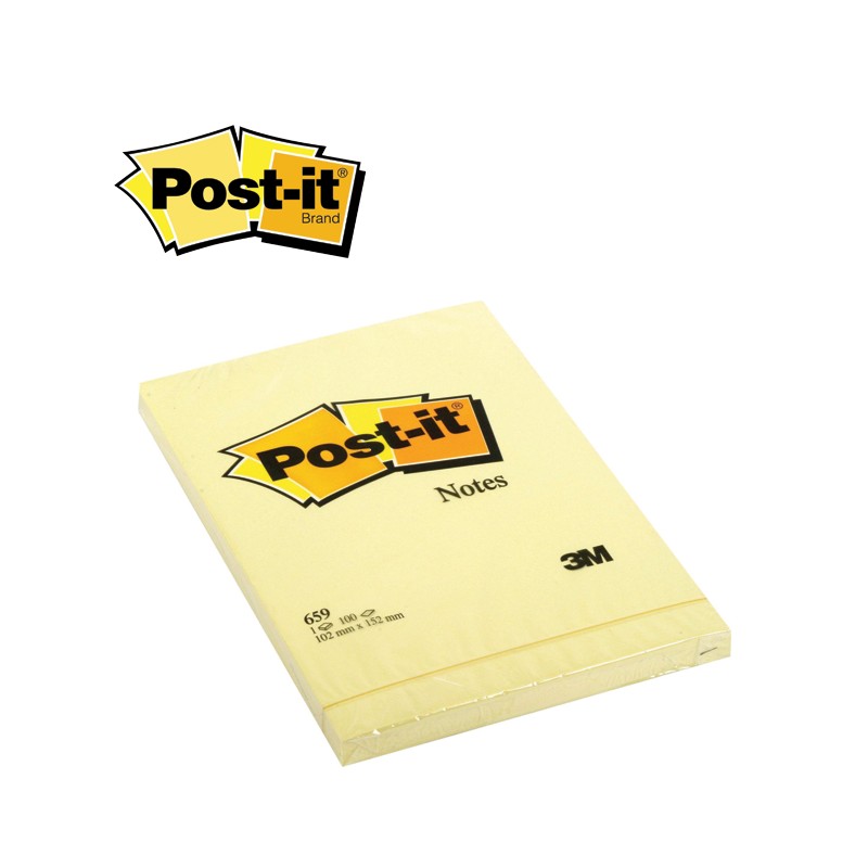 3M Post-it® Notes 659, 4 in x 6 in (102 mm x 152 mm) Canary Yellow Dozen