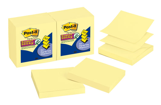 ملاحظات 3M Post-it® المنبثقة Canary Yellow R330. 3 × 3 بوصة (76 مم × 76 مم) ، 90 ورقة / وسادة ، 12 وسادة / عبوة