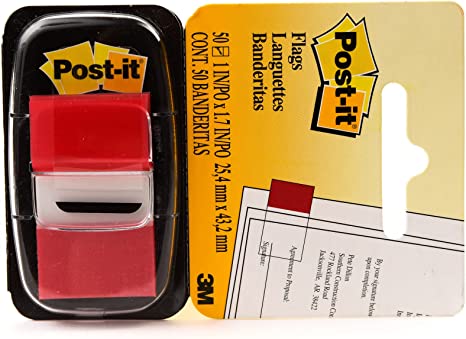 3M Post-it® Flags Value Pack ، أحمر ، 1 بوصة عرض ، 50 / موزع