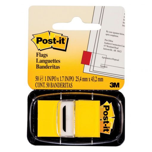 3M Post-it® Flags Value Pack, Yellow, 1 in Wide, 50/Dispenser